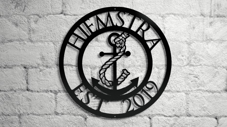 Anchor Monogram Wall Mounted Sign