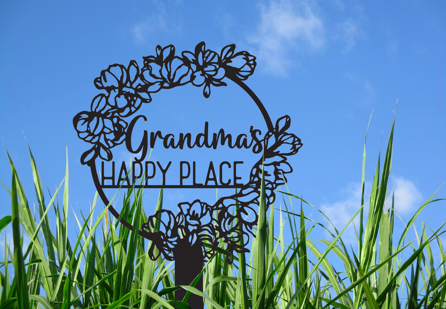 Personalized Garden Wreath - With Stake