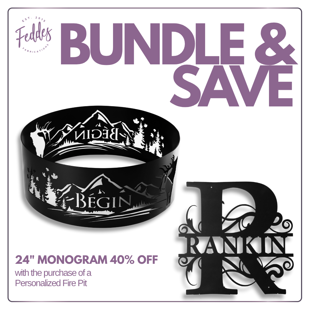 Personalized Fire Pit & 24" Monogram Bundle