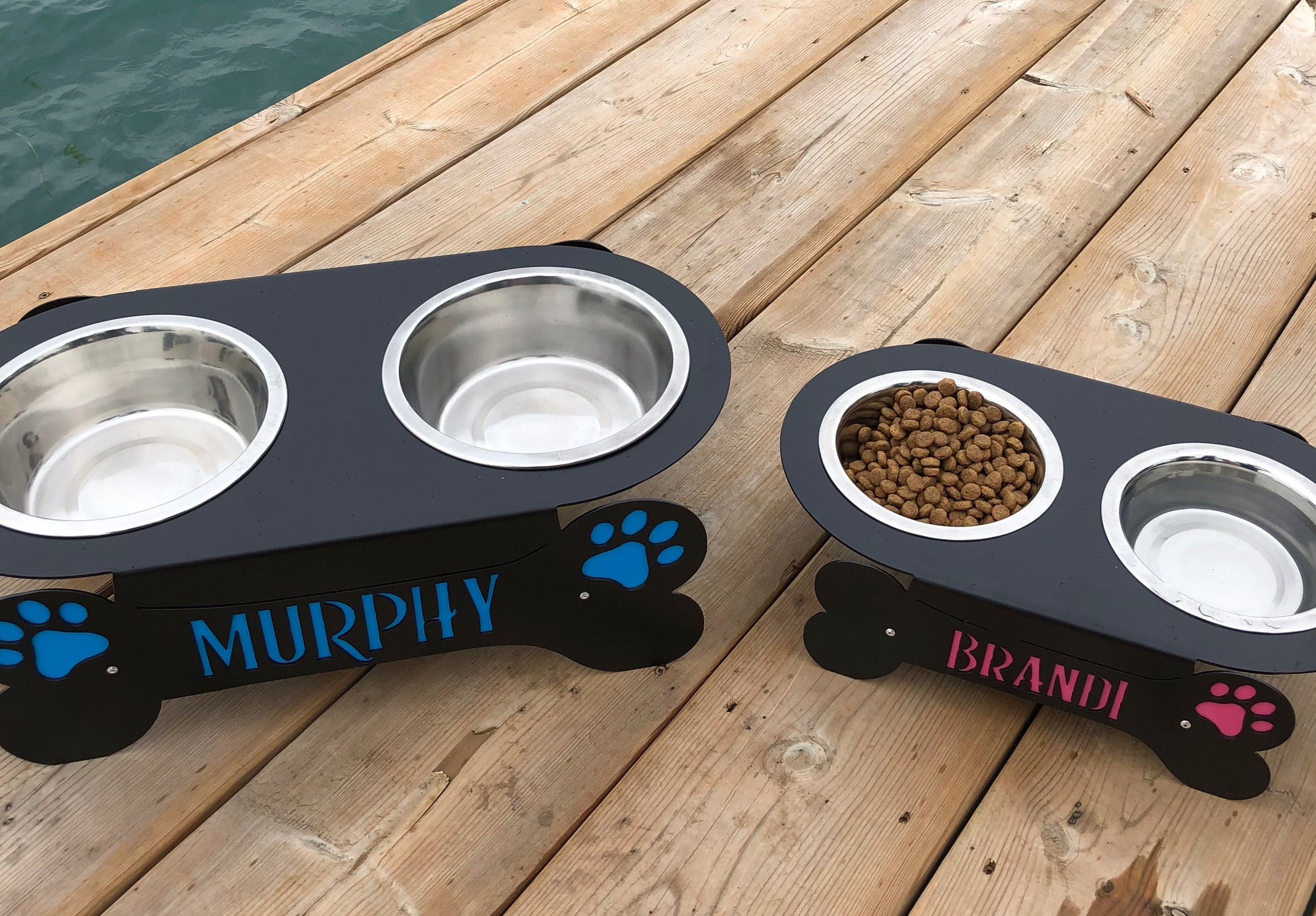 Medium and Large personalized steel dog bowl