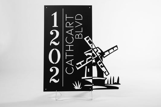 Vertical Windmill Address Sign